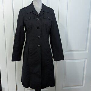 Kenneth Cole Reaction Women’s  Water Resistant Black Trench Coat /Rain Coat -Med